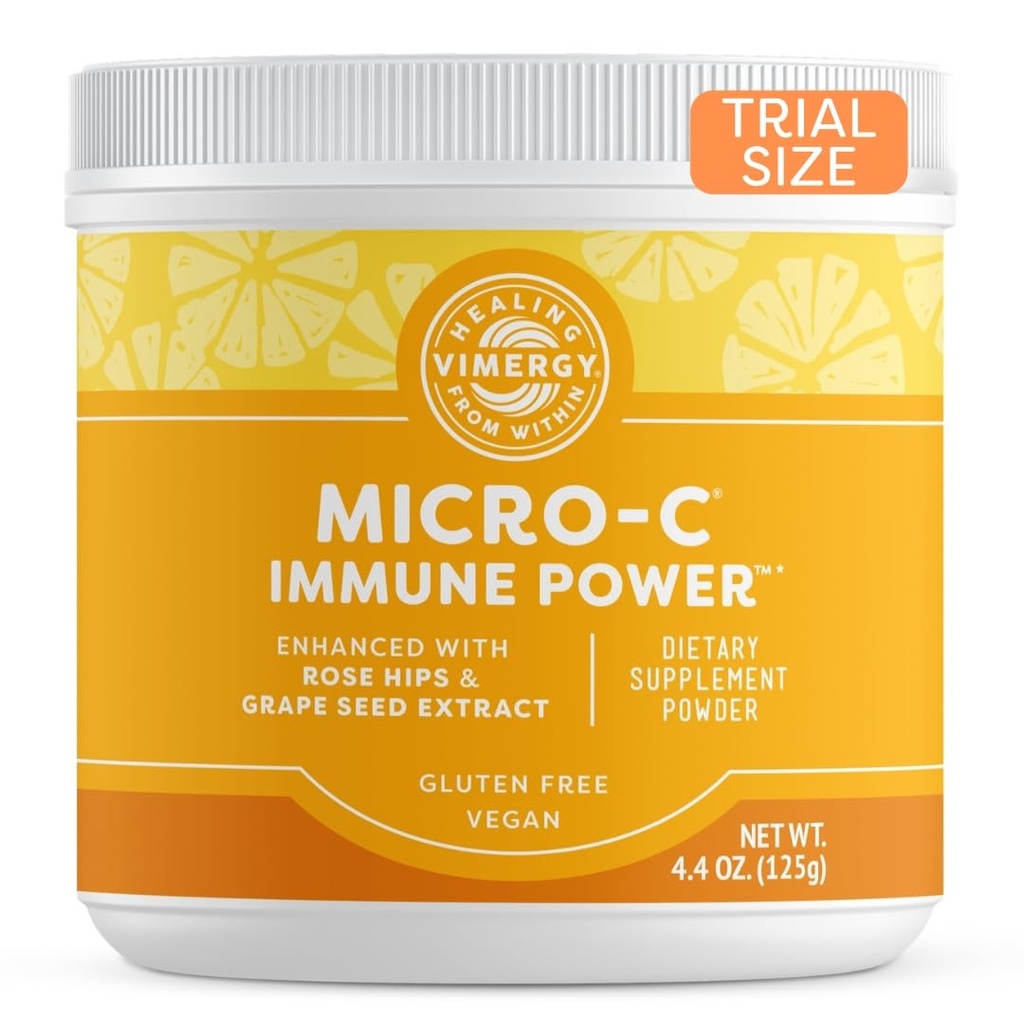 Vimergy Micro-C® Immune Power™* - Travel Size, 34 2000mg Servings – Gentle Form – Antioxidant Phytonutrients – Immune & Nerve Support – Benefits Bone & Cartilage – Gluten-Free, Kosher, Vegan (125g)