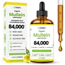 Mullein Drops for Lungs, USDA Organic Lung Detox and Cleanse Liquid with Marshmallow, Thyme, Astragalus, Orange Peel, Echinacea Alcohol & Sugar Free Extract for Smokers 2 Fl Oz
