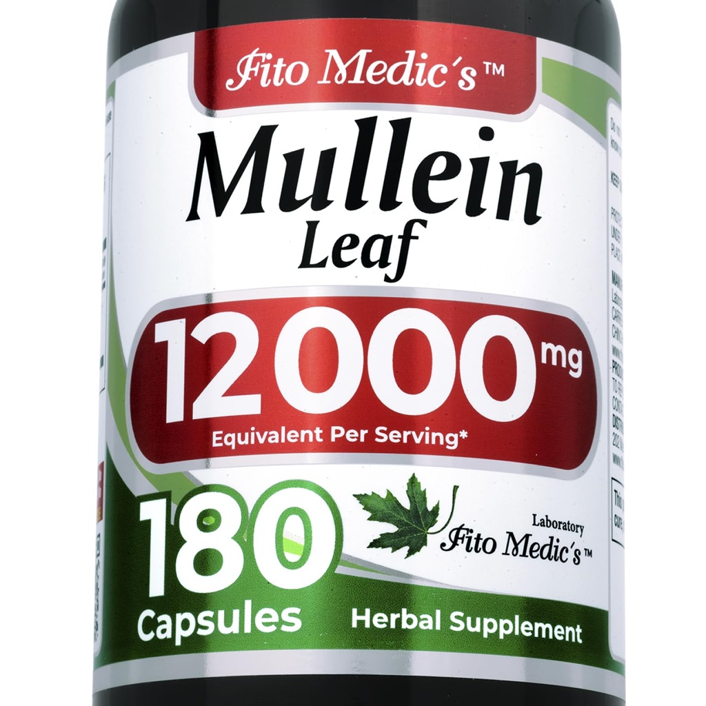 FITO MEDIC'S Mullein | Mullein Leaf Capsules | 180 Capsules | Concentrated Extract | Highly Absorbable Herbal Supplement