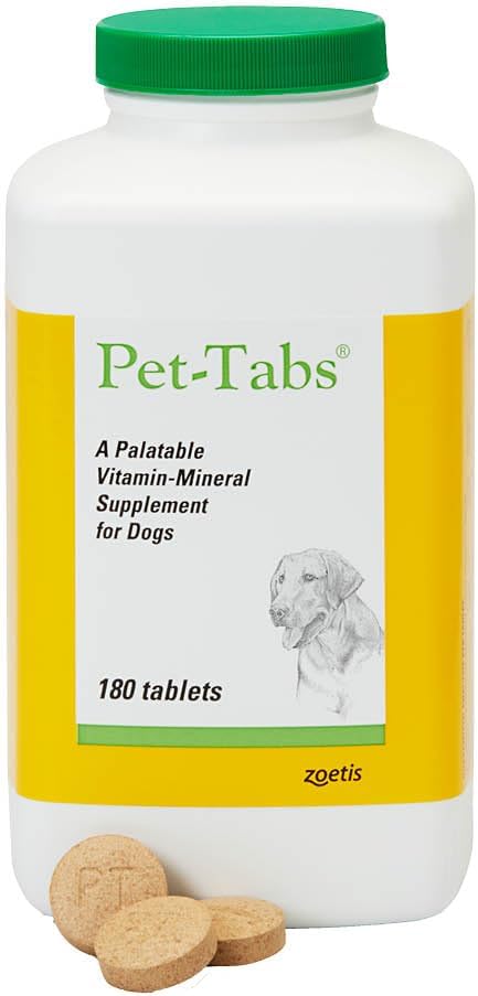Pet-Tabs Multivitamin og Mineral Supplement for hunder, Chewable Tablet, 180 Count Bottle