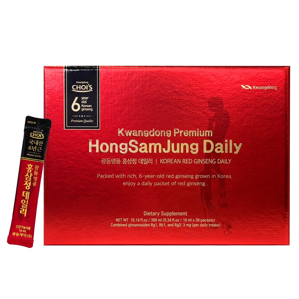 KWANGDONG Korean Red Ginseng Extract - 6-Year Grown Panax Ginseng with High Ginsenoside Concentration - Red Ginseng Tea Sticks for Immune Support, Energy Boost & Fatigue Relief - 30 Daily Packs