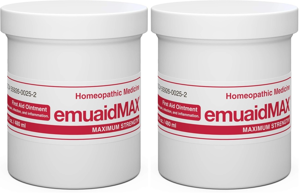 emuaid EMUAIDMAX Eczema Ointment, Maximum Strength Soothing Relief for Eczema, Psoriasis, Athlete’s Foot, Jock Itch, Rashes, Itchy, Dry, Irritated Skin and Minor Skin Irritations, 16oz (Pack of 2)