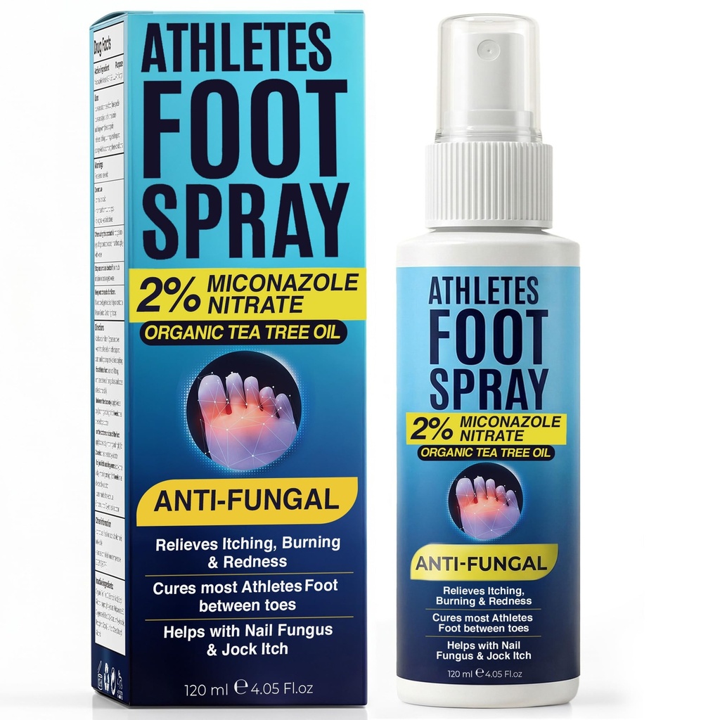 Athletes Foot Spray With Tea Tree Oil | Antifungal Treatment for Athletes Foot, Jock Itch, Ringworm | Soothes Itchy, Irritated Skin on Feet, Groin & Inner Thighs | Relieves Burning | 120ml