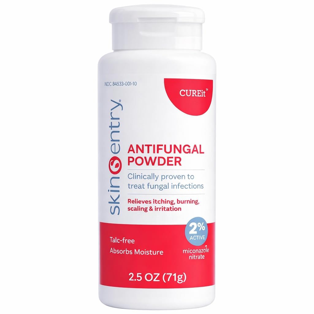 Antifungal Powder - 2% Miconazole Nitrate Treatment for Athlete’s Foot, Jock Itch & Ringworm, Talc-Free Moisture Control, Relieves Itching, Burning & Chafing - 2.5 oz