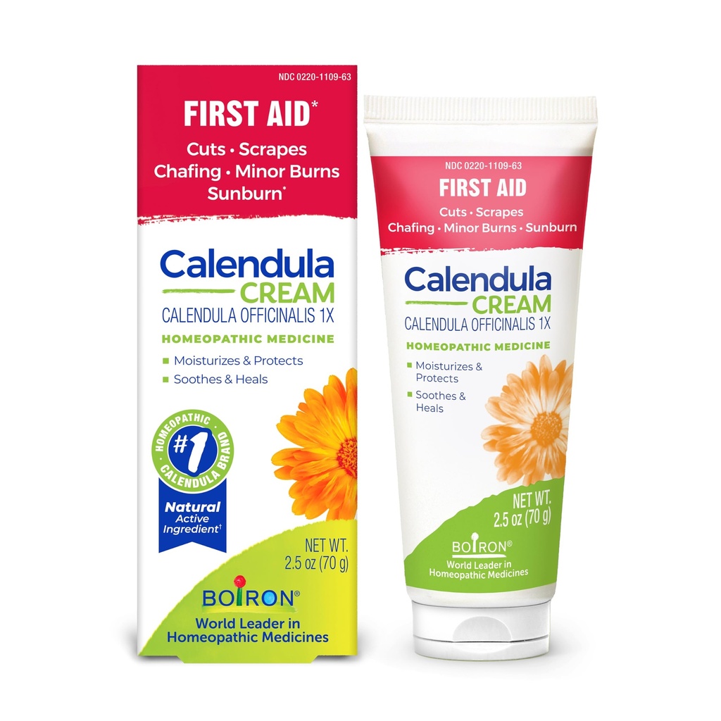 Boiron Calendula Cream for First Aid, Minor Burns, Cuts, Scrapes, Insect Bits and Sunburn - 2.5 oz