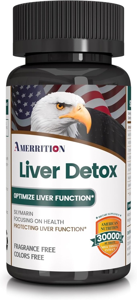 Liver Support Supplement med melk Thistle Silymarin, Artichoke Extract, gurkemeie - Optimal leverfunksjon og digestiv helse – 60 tabletter