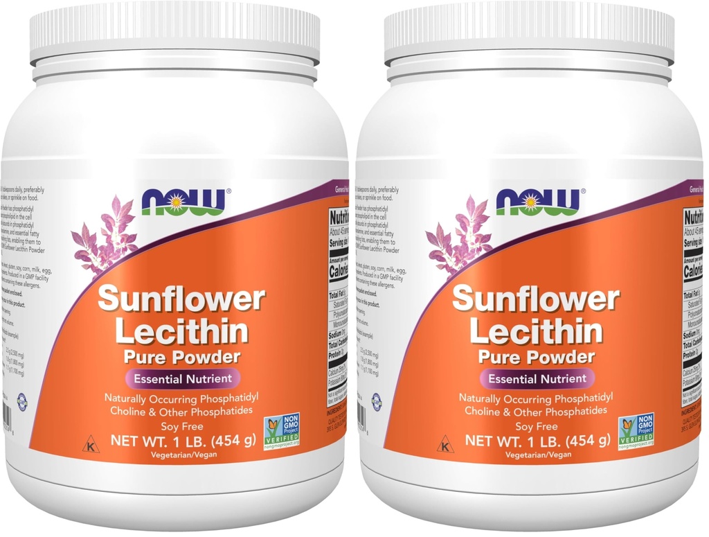 NOW Foods Supplements,Sunflower Lecithin with Naturally Occurring Phosphatidyl Choline and Other Phosphatides,Powder,1-Pound,(Pack of 2)