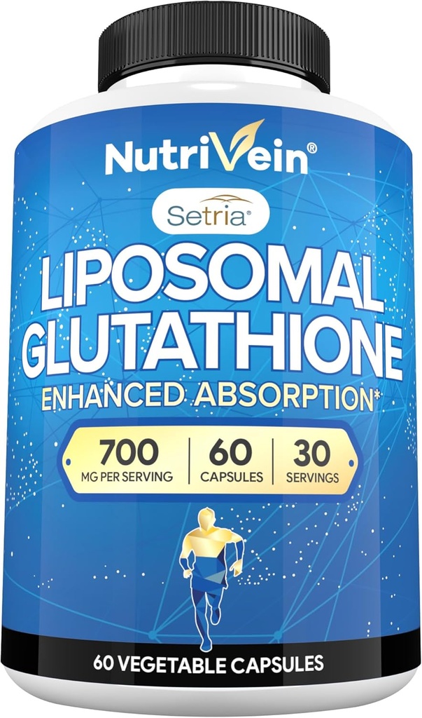 Nutritional Premium Liposomal Glutathione Supplement 700 mg - 60 Caps - Pure Reduced Glutathione Setria - Master Antioxidant - Cell Protection, Cleansing, Máj, Brain, Vitality, and Defenses