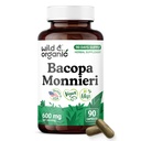 Wild & Organic Bacopa Capsules 600 mg - Brain Support - Natural Bacopa Monnieri Supplement - Brahmi Capsules - 90 Days of Supply - Vegan, No Fillers, Non-GMO - 90 Count