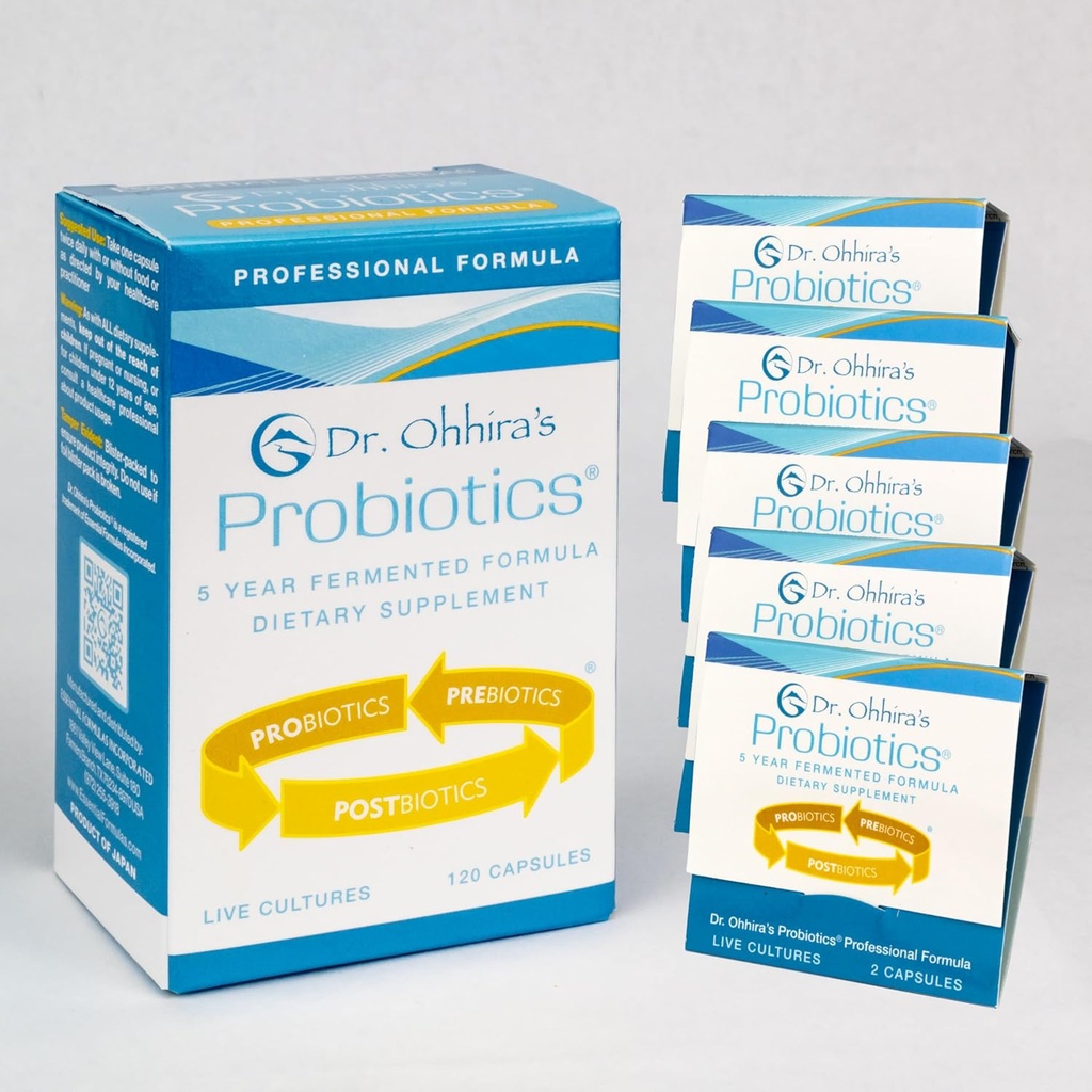 Dr. Ohhiras Probiotics Professional Formula - 120 Kapseln mit Bonus 5 Travel Size Samples (10 Kapseln Bonus)