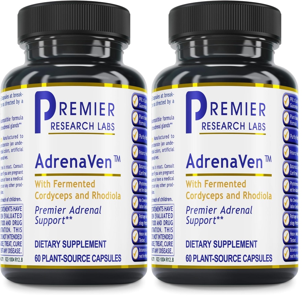 Premier Research Labs 30 Servings-AdrenaVen - Adrenal Health Supplement, Supports Adrenal Gland Health and Stress Response - Organic Adrenal Health - 60 Plant-Source Capsules (Pack of 2)