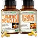 Turmeric Boswellia + Turmeric Curcumin Supplement Bundle – Organic Turmeric, Ginger Root + Tumeric Extract (95% Curcuminoids) for Joint Support & Digestive Health - Pure Curcumin with Black Pepper