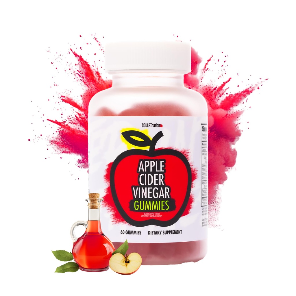 Sculpt Nation by V Shred Apple Cider Vinegar Gummies - Healthy Superfood Snack, Metabolism and Digestion Support - 60 ACV Keto Gummies