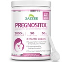 Zazzee PREGNOSITOL Powder, 3 Month Supply, Myo-Inositol and D-Chiro-Inositol 40:1 Fertility Blend, Free Scoop for Exact Dosage, Premium Balanced Formula, 90 Servings, Vegan, All-Natural and Non-GMO