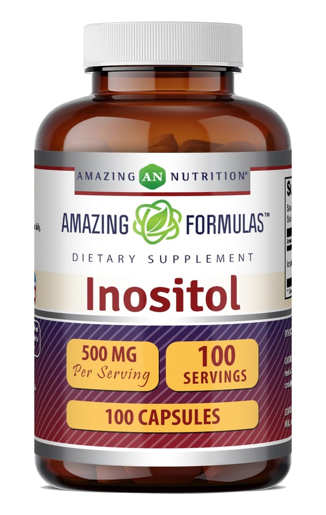 Amazing Formulas Inositol 500 Mg | Capsules Supplement | Non-GMO | Gluten-Free | Made in USA (1 Pack | 100 Count)