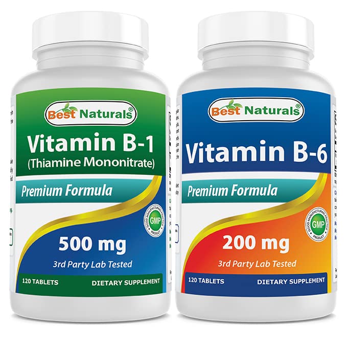 Best Naturals Vitamin B1 as Thiamine Mononitrate 500 mg & Vitamin b6 200mg