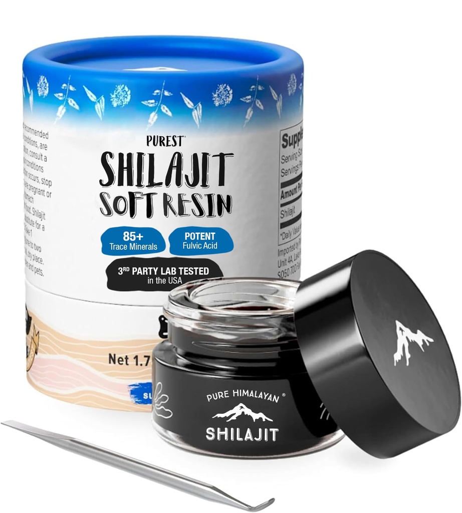 Pure Himalayan Shilajit | 100% Pure Natural Shilajit Grade A Max Potency 85+ Trace Minerals & Fulvic Acid | 3rd Party US Lab Tested | Soft Resin | 50g (50ml)