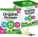 Orgain Organic Vegan Proteine pulbere, Vanilla Bean - 21g Proteina plantelor, 5g Prebiotic Fiber, Carb scăzut, Nu Ingrediente Lactoză, Nu Adăugat zahăr, Non-GMO, Pentru Shakes & Smoothies, 10 pachete de călătorie