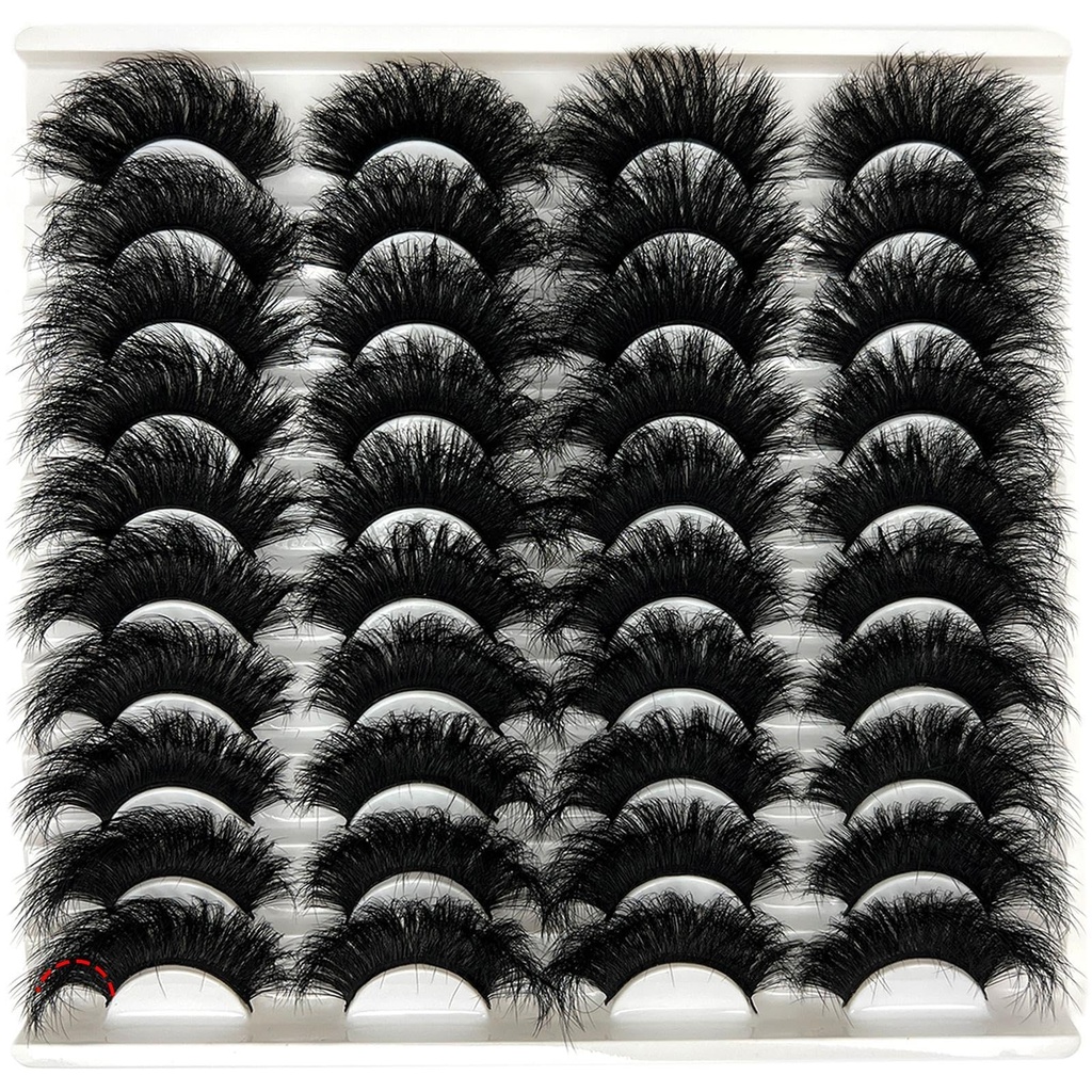 loladook Mink Lashes Fluffy 3D Volume Dramatic Lashes Faux Mink 25mm Big Long Cat Eye Full Strip Eyelashes Pack Wispy 20mm False Eyelashes Bulk