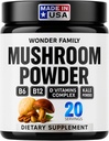 Instant Mushroom Powder 10:1 - Cordyceps Mushroom Supplement med Reishi, Chaga & Shiitake - Caffeine-Free Nighttime Drink med B6, B12, D + Probiotics Mushroom Cacao Organic Blend (ingen sötningsmedel)