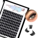 Large Tray-Grafted Wide Stem Individual False Eyelashes Thick Base 120 Clusters D Curl Natural Long Volume Eye Lashes Extensions Dramatic Look 8-20mm Available (16mm)