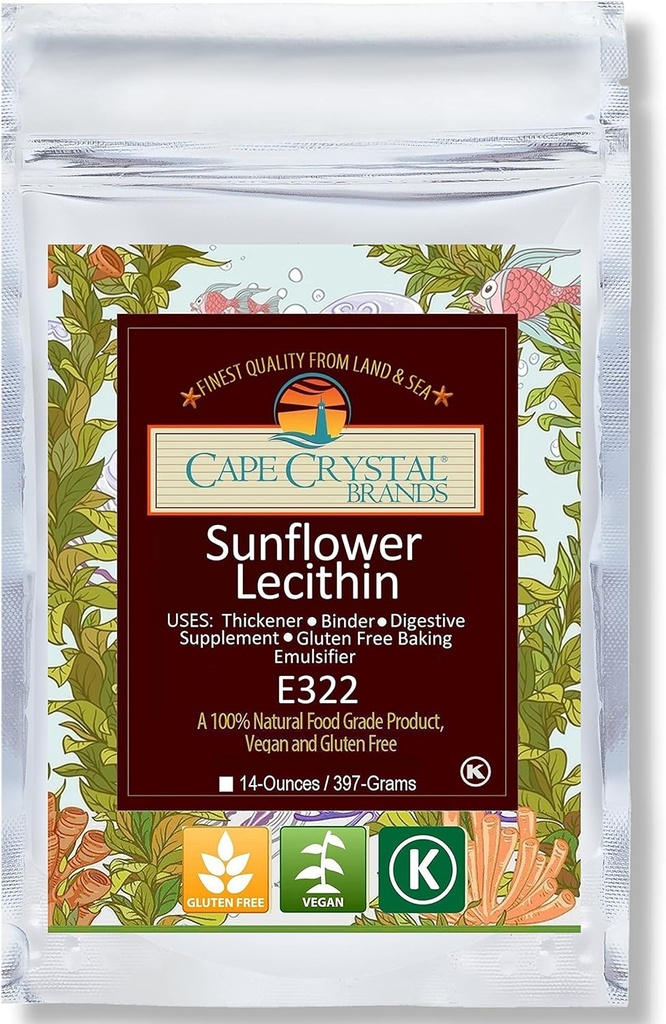 Cape Crystal Sunflower Lecithin אבקת, 100% טבעי וגלוטן חינם.It is the Vegan, non-GMO Alternative to Soy Lecithin אבקת (14-oz).