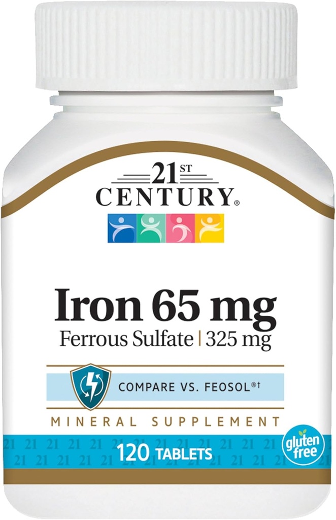 21st Century Iron 65 Mg Ferrous Sulfate 325 Mg Tablets, 120 Telling (pakket van 2)