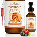 Thyroid Support Drops for Women & Men, Liquid Thyroid Supplement with Iodine, Selenium, Zinc, L-Tyrosine, Ashwagandha, Vitamin D3, B12, B6 & Folate, Mixed Berry Flavor 30 Days