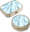 Pill Case Pill Box with Mirror Retro Pill Case for Purse or Pocket Bronze Pill Box or Vitamins, Fish Oil, Supplements, Pill Containe Travel Gifts(2PCS)