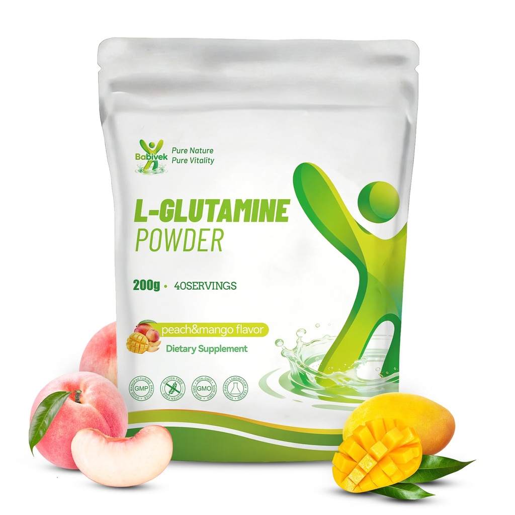 L-Glutamine Powder - 5g Pure Fermented Glutamine per Serving, Amino Acids for Muscle Recovery, Gut Health & Immune Support -Delicious Tropical Flavor, Non-GMO, Gluten-Free, 40 Servings