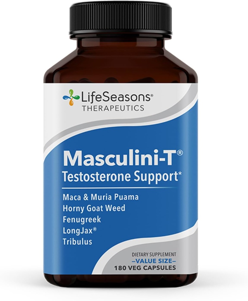 LifeSeasons Masculini-T - Testosterone Support Addition - Усъвършенства умствените и физическите аспекти на сексуалната и атлетичната производителност - Поддържа нормалната еректилна функция - Подобряване на Libido - 180 капсули