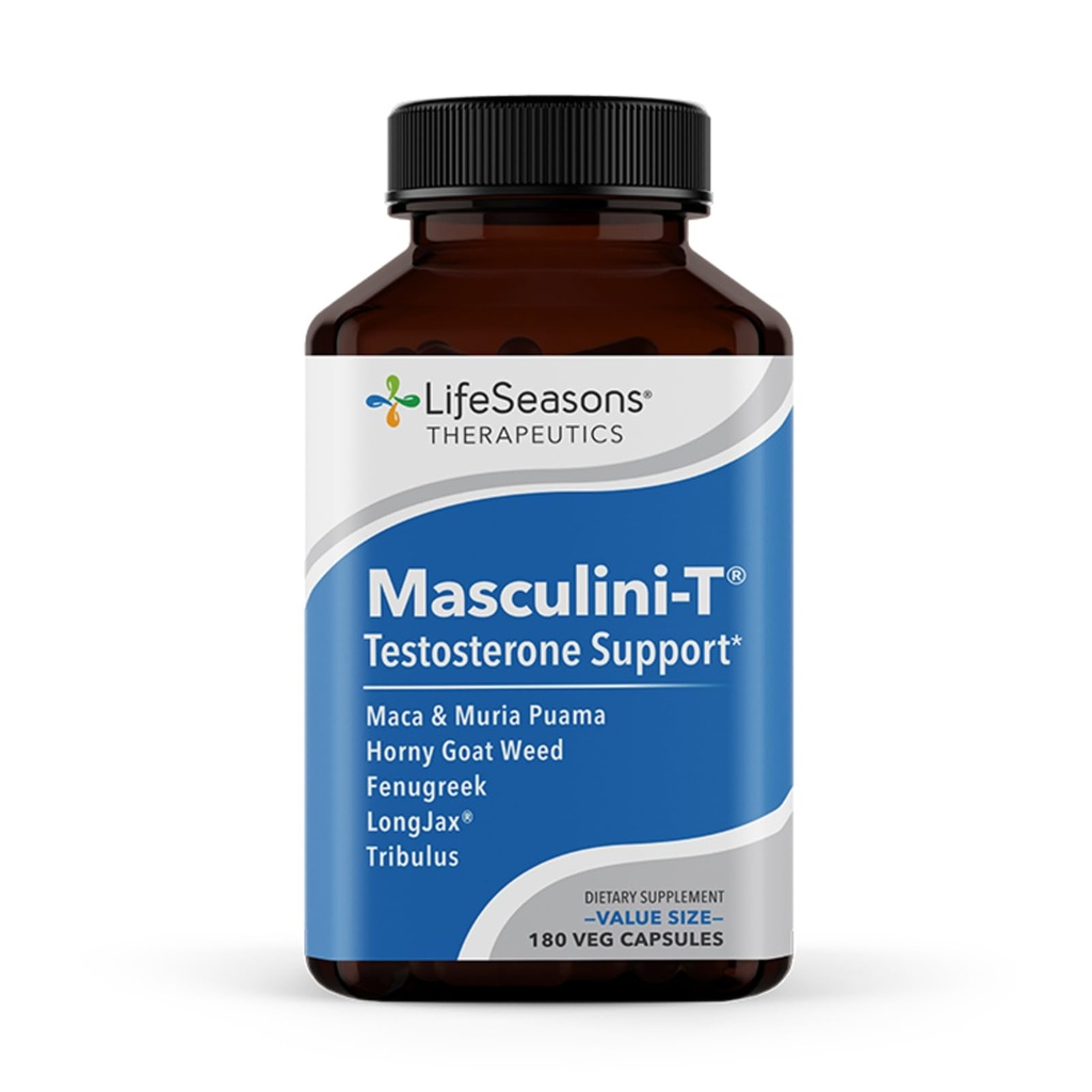 LifeSeasons Masculini-T - Testosterone Support Supplement - Enhances Mental & Physical Aspects of Sexual and Athletic Performance - Supports Normal Erectile Function - Improve Libido - 180 Capsules