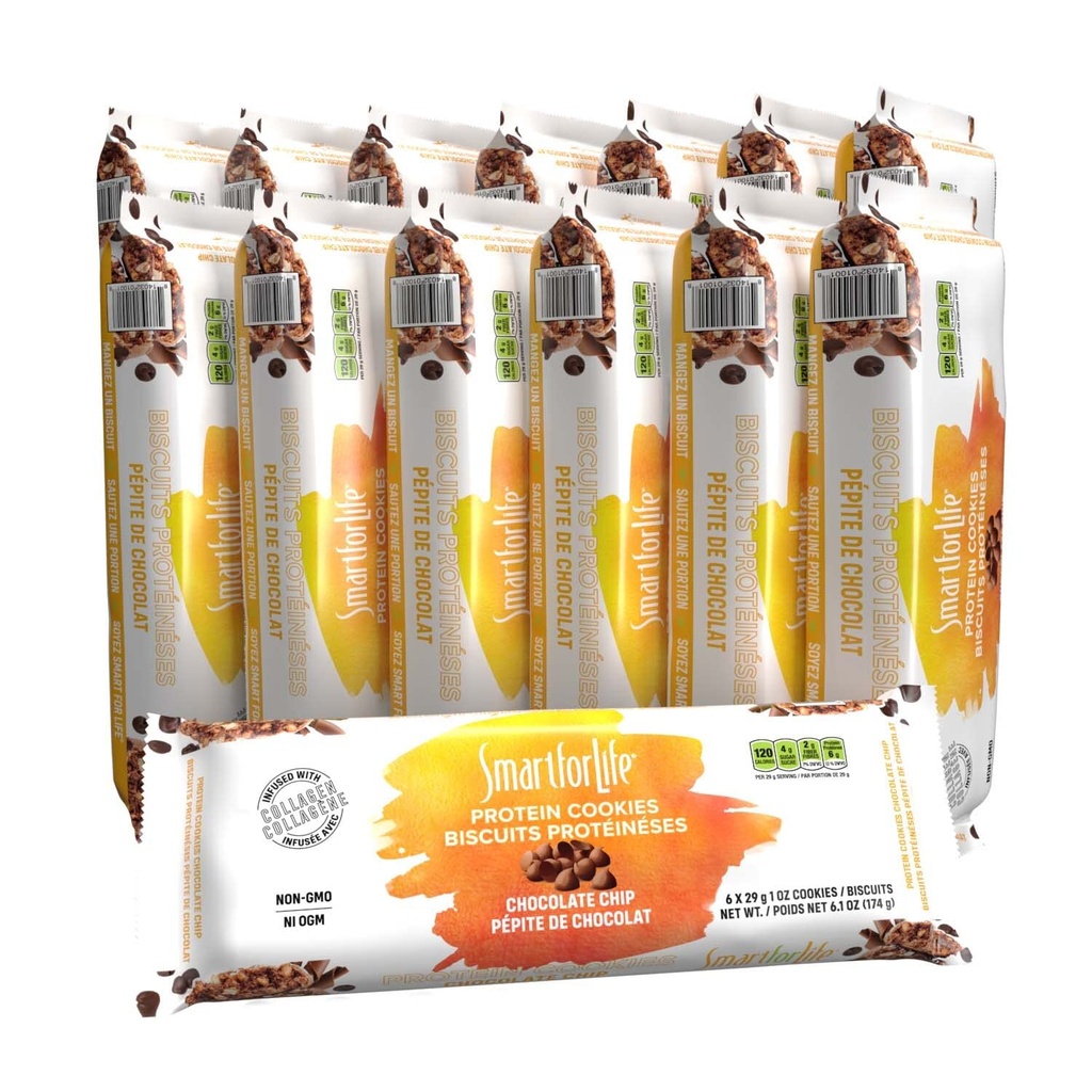 Smart for Life High Protein Cookie Diet - Chocolate Chip 2 Weeks Total Supply - Low Carb Cookies Meal Replacement - High Fiber Cookies - On-the-Go Snack