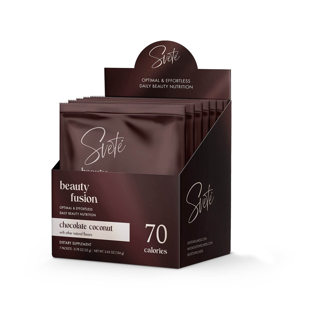 Hydrolyzed Multi Collagen for Women + Vitamins, Biotin, Hyaluronic Acid, CoQ10, Probiotics, Zinc | Keto Chocolate Protein Drink Powder (7 Travel Packs) Hair, Skin, Beauty Supplement by Svete