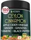 6in1 Cylon Cynamon Phụ liên quan đến Apple Cider Vinegar, Turmeric, Ginger, Ginseng - Wight Management, Digestion - 100 Vegan Capsules