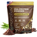 Chocolate Vegan Pea Protein Powder - Plant Based Soy Free Powder - 20g Protein Per Serving with 5 Ingredients - Iron-Rich, Easy to Digest - Zero Sugar - Great for Shakes & Smoothies - 20 Servings