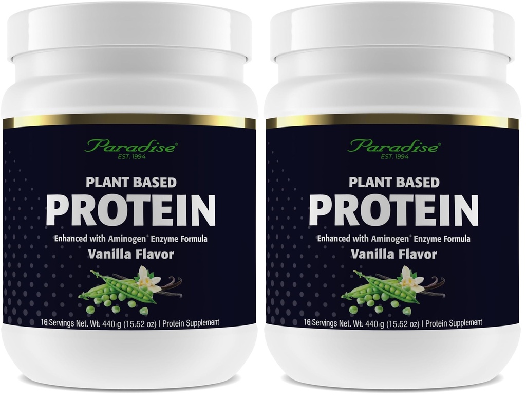 Paradise Herbs Certified Organic Pea Protein Powder, Vanilla Flavor, Vegan, Gluten Free, Non-GMO, Keto, Paleo, 15 Servings, 15.87 oz (Pack of 2)