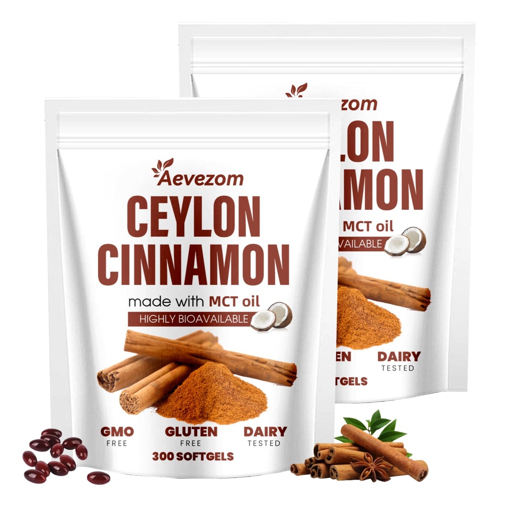 Ceylon Cinnamon Softgels with MCT Oil | Soft Gel | Herbal Extract | Non-GMO, Gluten Free | 300 Softgels (2)