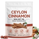 Ceylon Cinnamon Softgels Supplement, Blended with MCT Oil, Non-GMO Gluten Free Daily Herbal Capsules, 300 Count (1pcs)