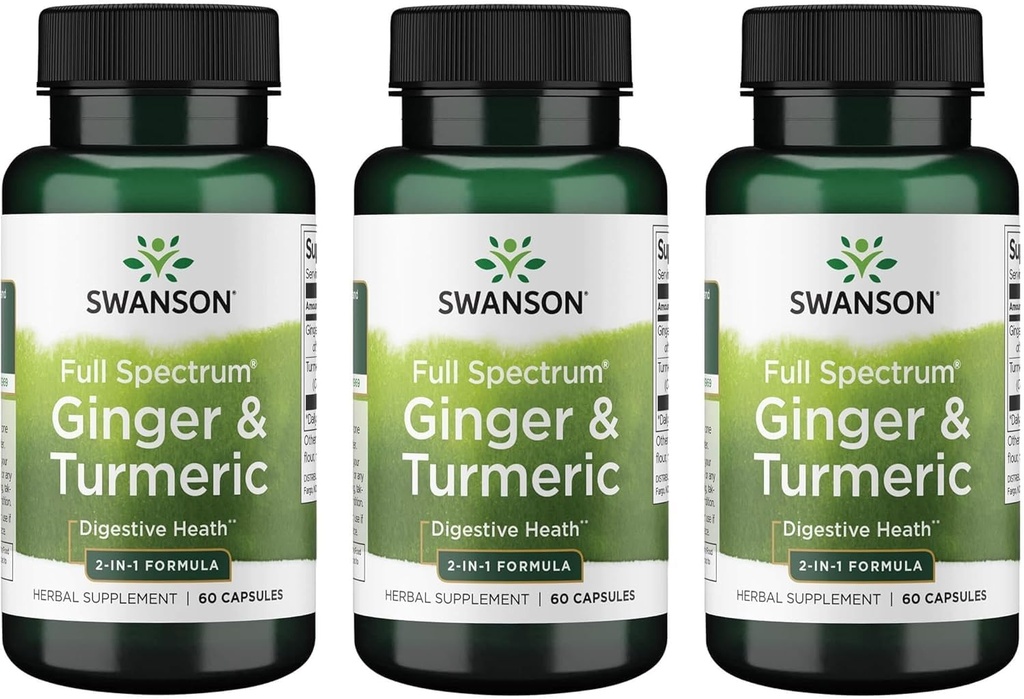 Swanson Full Spectrum Ginger & Turmeric 60 Capsules (3 Pack)