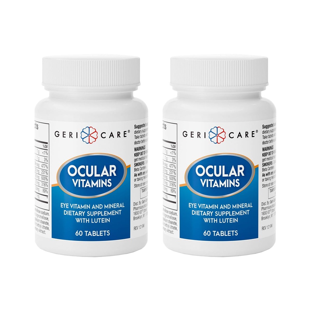 GeriCare Ocular Vitamins, Eye Vitamins and Minerals with Lutein, Dietary Supplement Tablets, 60 Count (Pack of 2)