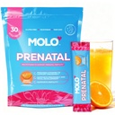 MOLO Prenatal Vitamin Drink Mix for Women- Essential Vitamins and Antioxidants, DHA Omega 3, Methylfolate, Iron, CoQ10, L Arginine- 30 Stick Pack Sweet Orange Flavor- Vegetarian, Gluten Free, Non GMO