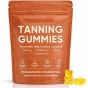 Natural Tanning Gummies - Vitamin C & E, Astaxanthin & Beta Carotene for Radiant Glow & Hydration, Non-GMO Vegan Sugar-Free, 60 Count