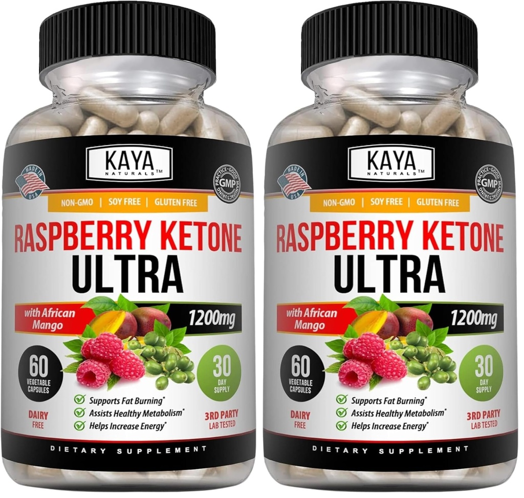 Kaya Naturals Keto Diet Raspberry Ketone - Weight Loss Supplement, Appetite Control, Boost Metabolism - 60 Count (Pack of 2)