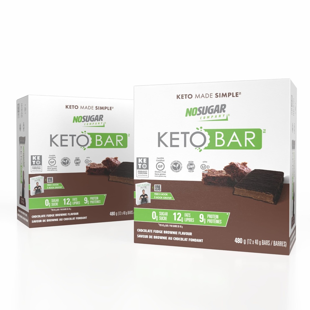 No Sugar Keto Bar Snack - Low Carb No Sugar Keto Snack Food with Keto Friendly Macros (24 x 1.41oz Bars, Fudge Brownie)