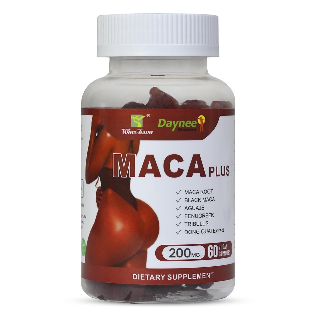 Maca Plus Gummies, Black Maca Root & Tribulus, 60 Ct | Supports Energy, Curves & Skin, Vegan, Non-GMO, Gluten-Free, Daily Wellness for Travel & Office