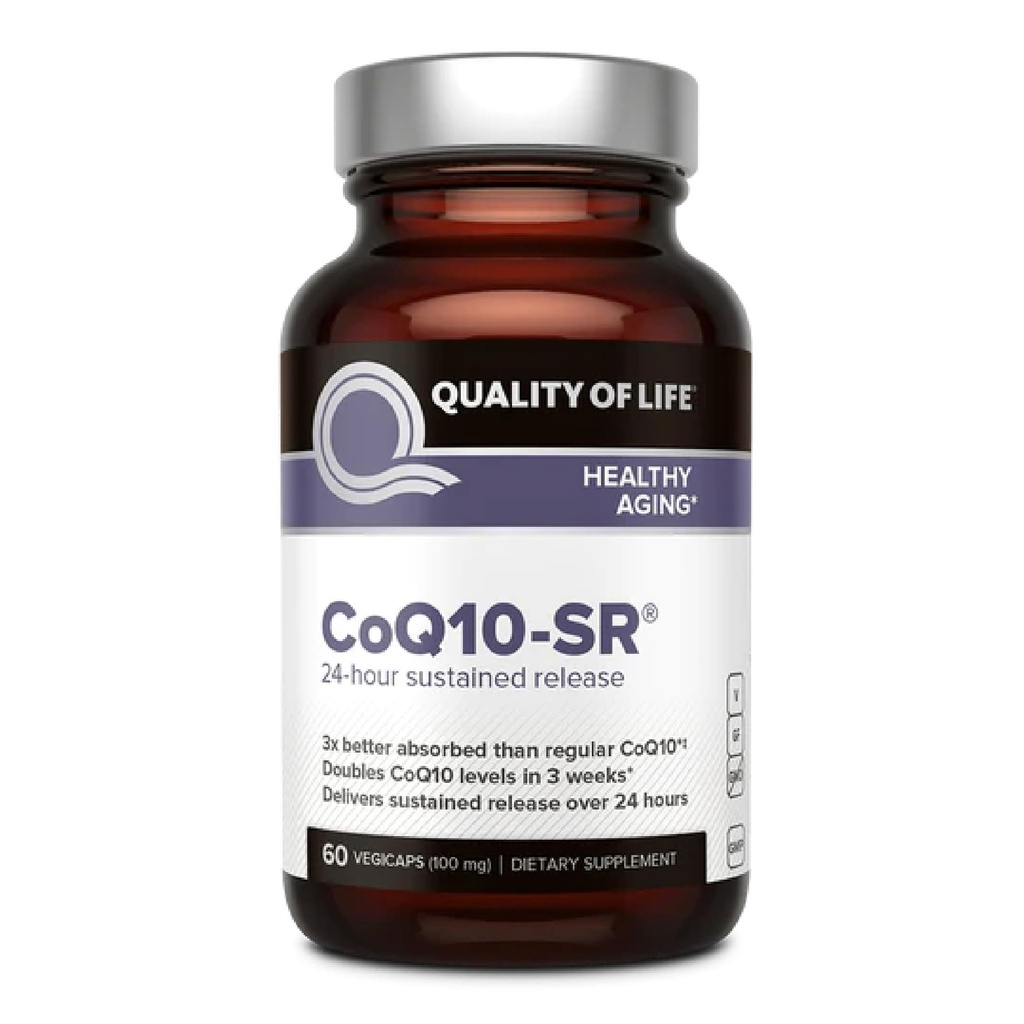 Quality of Life Powerful CoQ10 Sustained Released MicroActive Supplement for Enhanced Absorption, 100 mg of Per Capsule Supports Immune, Energy - 60 Vegetable Capsules