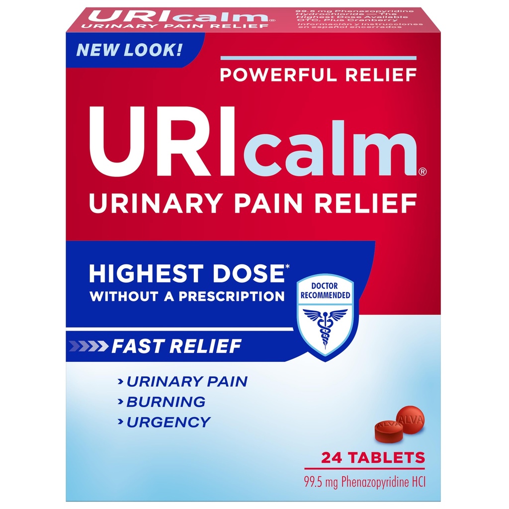 Uricalm Urinary Pain Relief, Maximum Strength, 24 Count | Prompt relief of UTI pain, burning, urgency. Clinically-proven phenazopyridine HCl. Works right at the source of the pain.