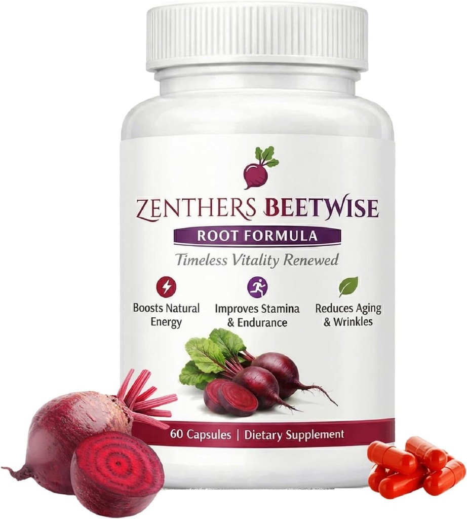 Cold Pressed 400mg, Beetwise by Zenthers, Concentrated Beetroot, Natural Beetroot Supplement Formula,Vegan, 60 Capsules