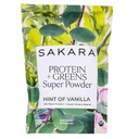 SAKARA Protein + Greens Super Powder – 30 Servings, Organic Plant-Based Blend with Hemp, Pumpkin, Pea Protein, Wheatgrass & Spirulina, Vegan Superfood Drink Mix